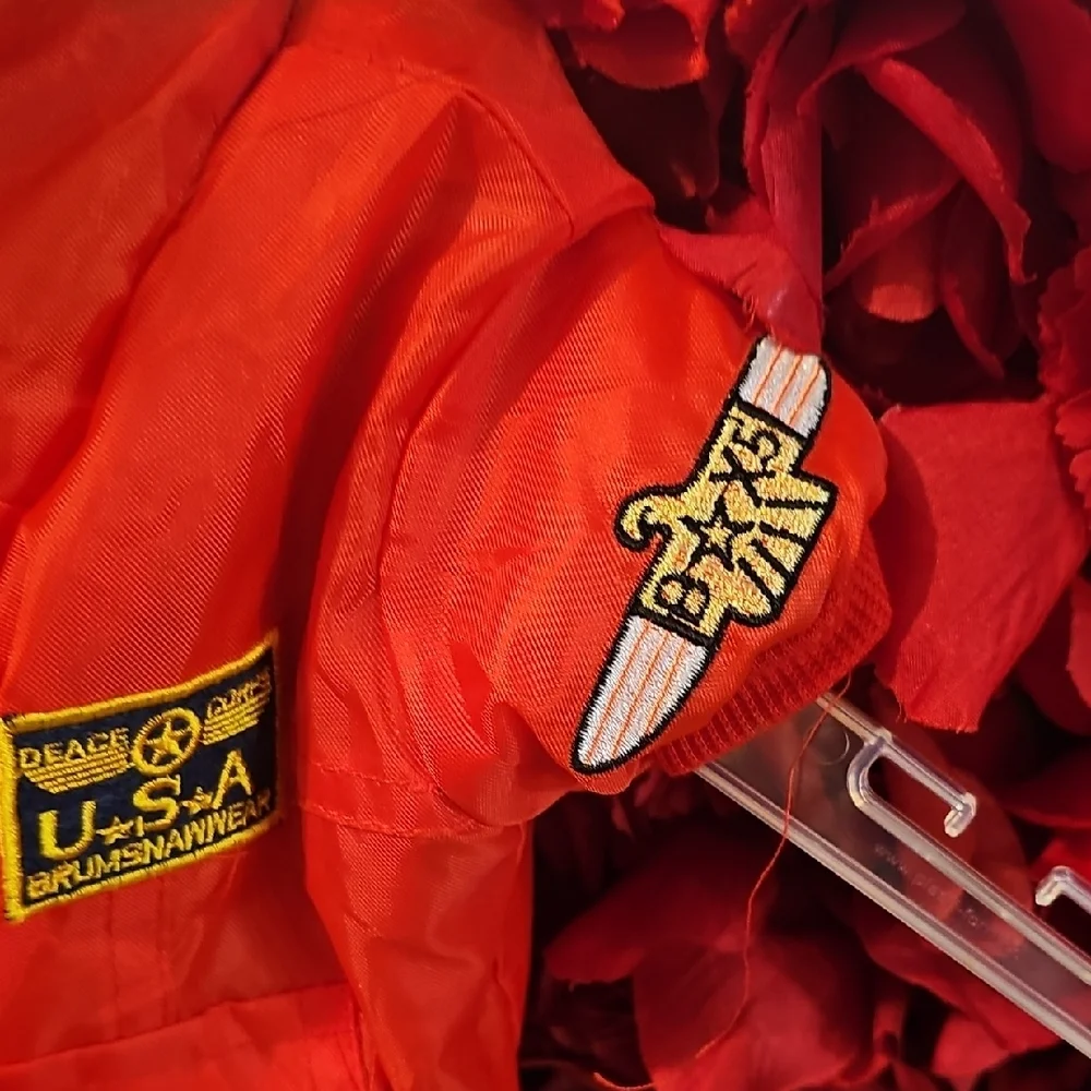 Red Dog Top Gun Fleece Lined Jacket with Patches Size Medium